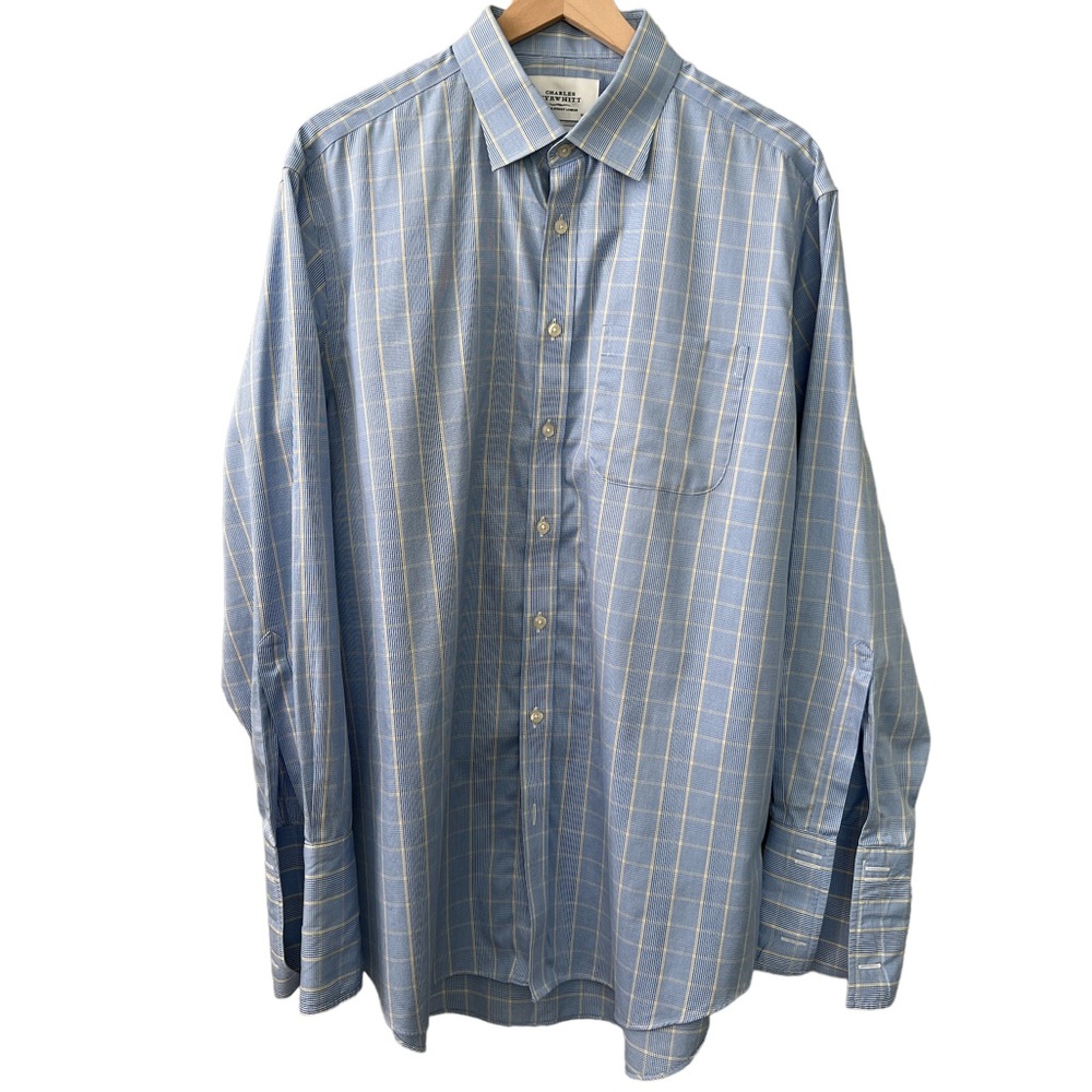 Charles Tyrwhitt Men’s Dress Shirt Blue Yellow 17/34”